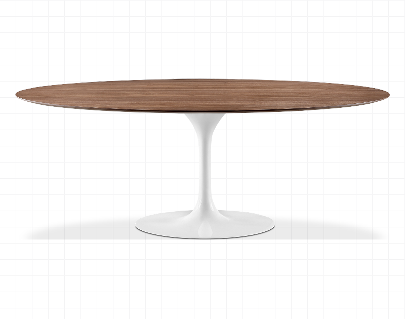 Tulip Style Oval Dining Table Walnut Veneer/Black | Mobelaris